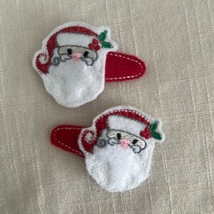 Christmas Santa feltie hair bow clip set